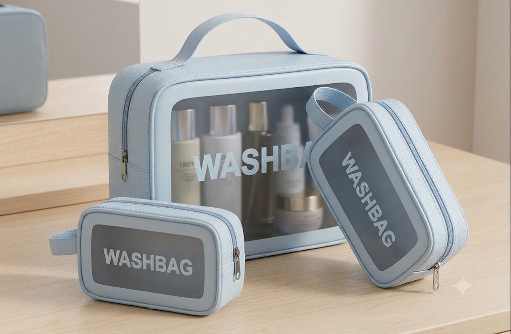 Waterproof Transparent Makeup Pouch & Travel Toiletry Bag Set