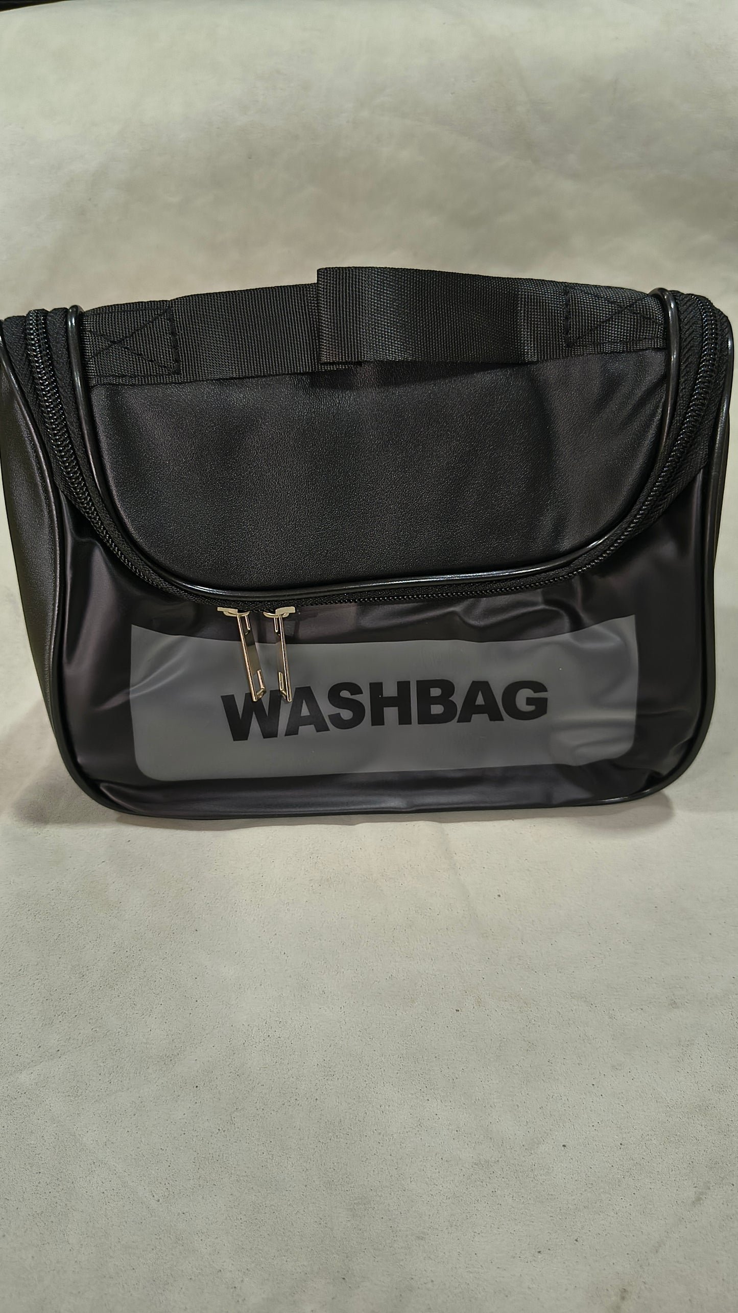 Black Premium Travel Washbag - Front View