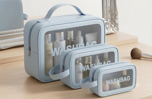 Waterproof Transparent Makeup Pouch & Travel Toiletry Bag Set
