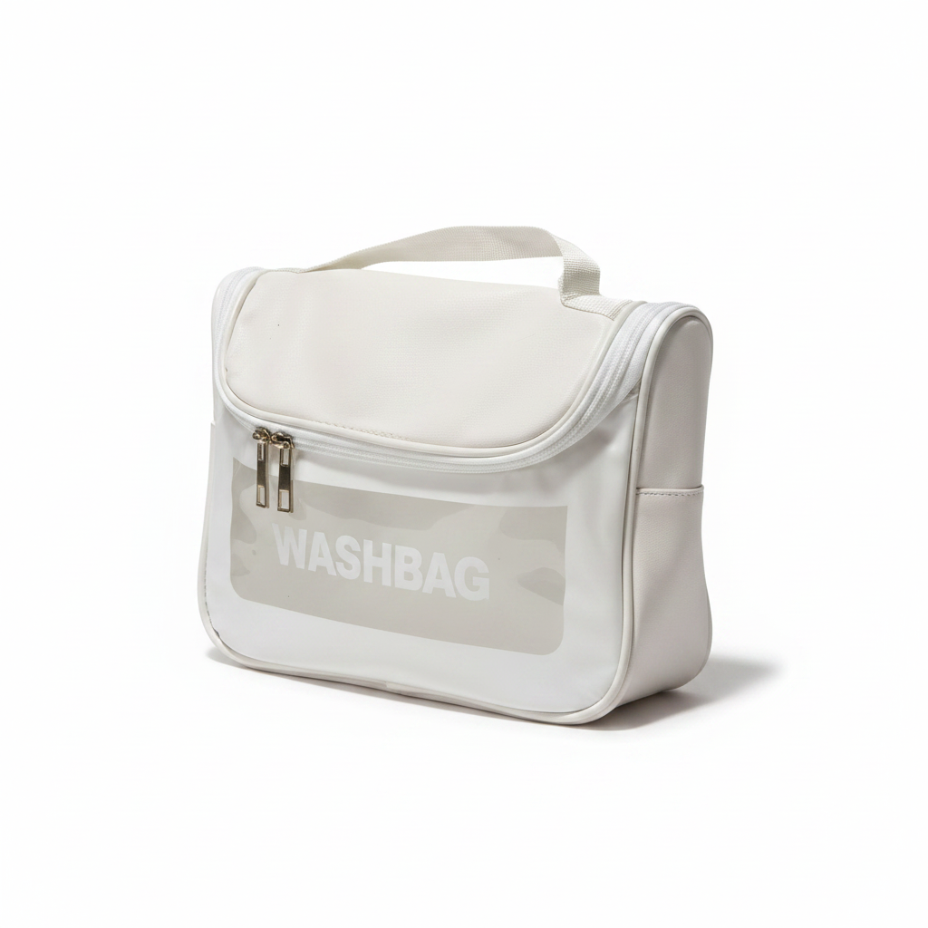 Cream Washbag - Premium 3/4 Angle White Background