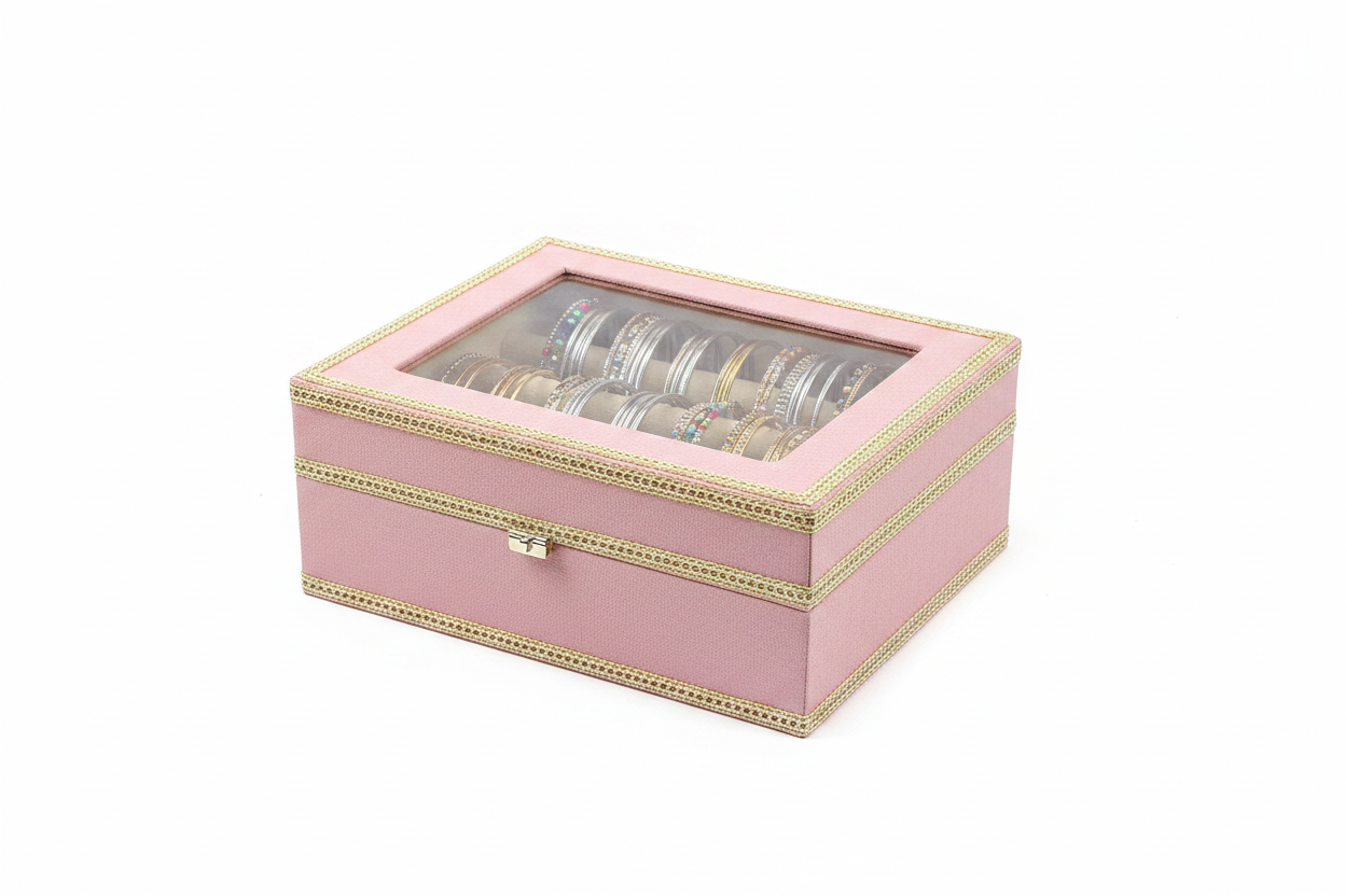 Light pink bangle box closed - white background