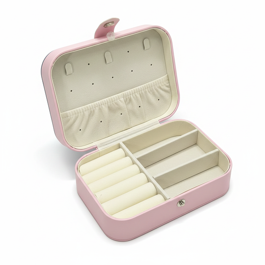 Baby Pink Mini Jewelry Box - White Background Open