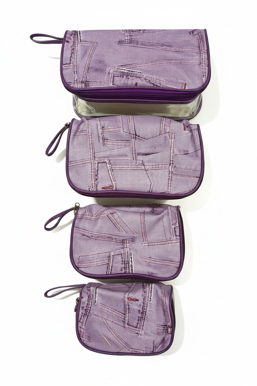 Purple Denim Pouch White Background