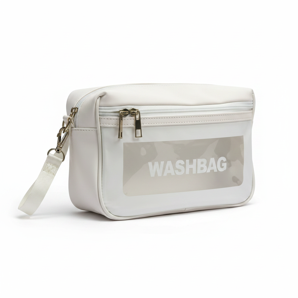 Cream Washbag - Premium Side View White Background