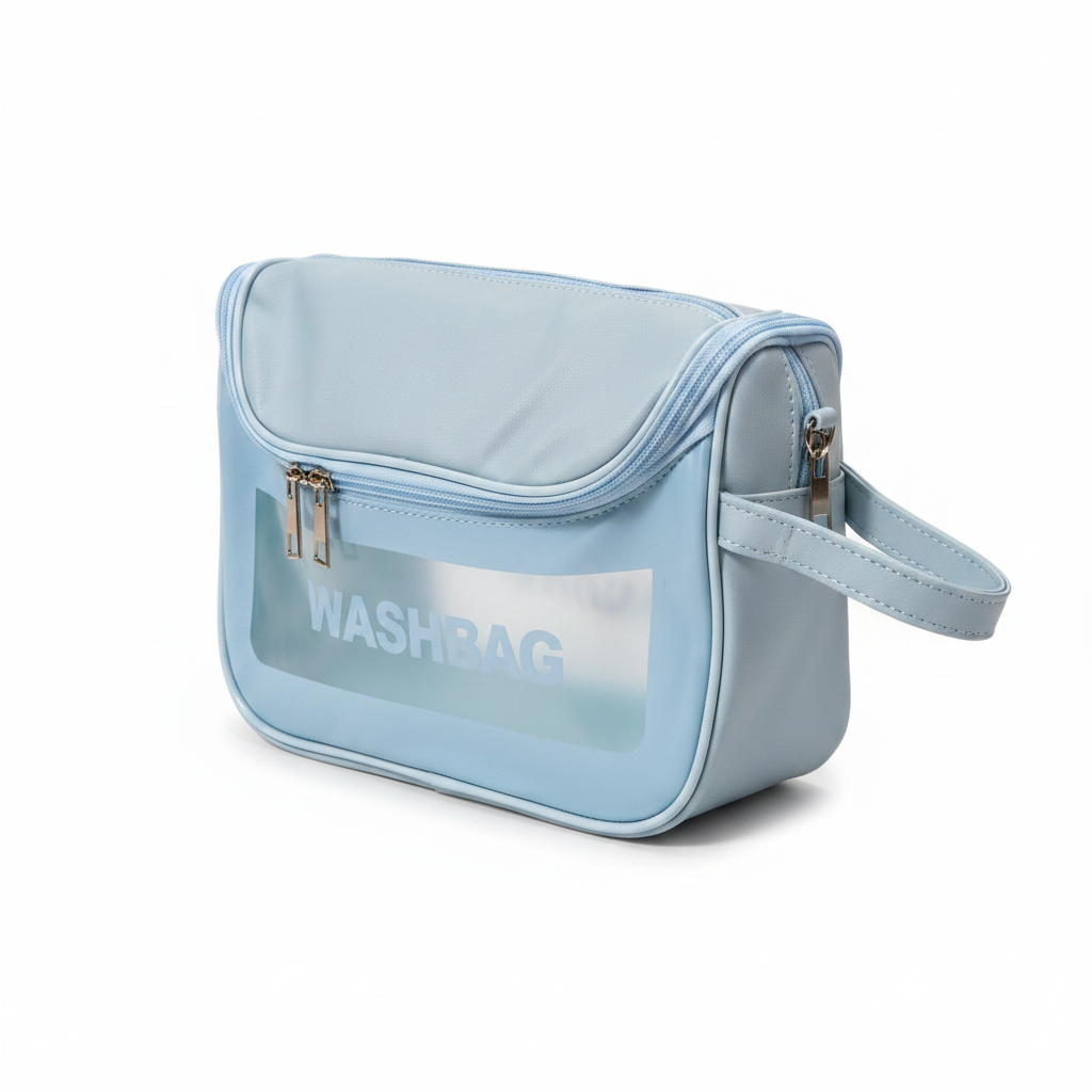 Sky Blue Washbag - Premium 3/4 Angle White Background
