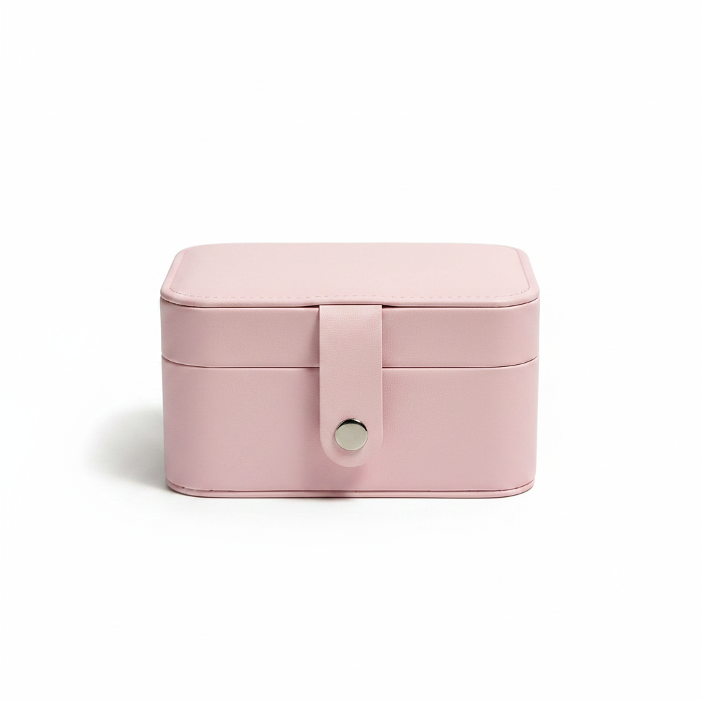 Baby Pink Mini Jewelry Box - White Background Closed