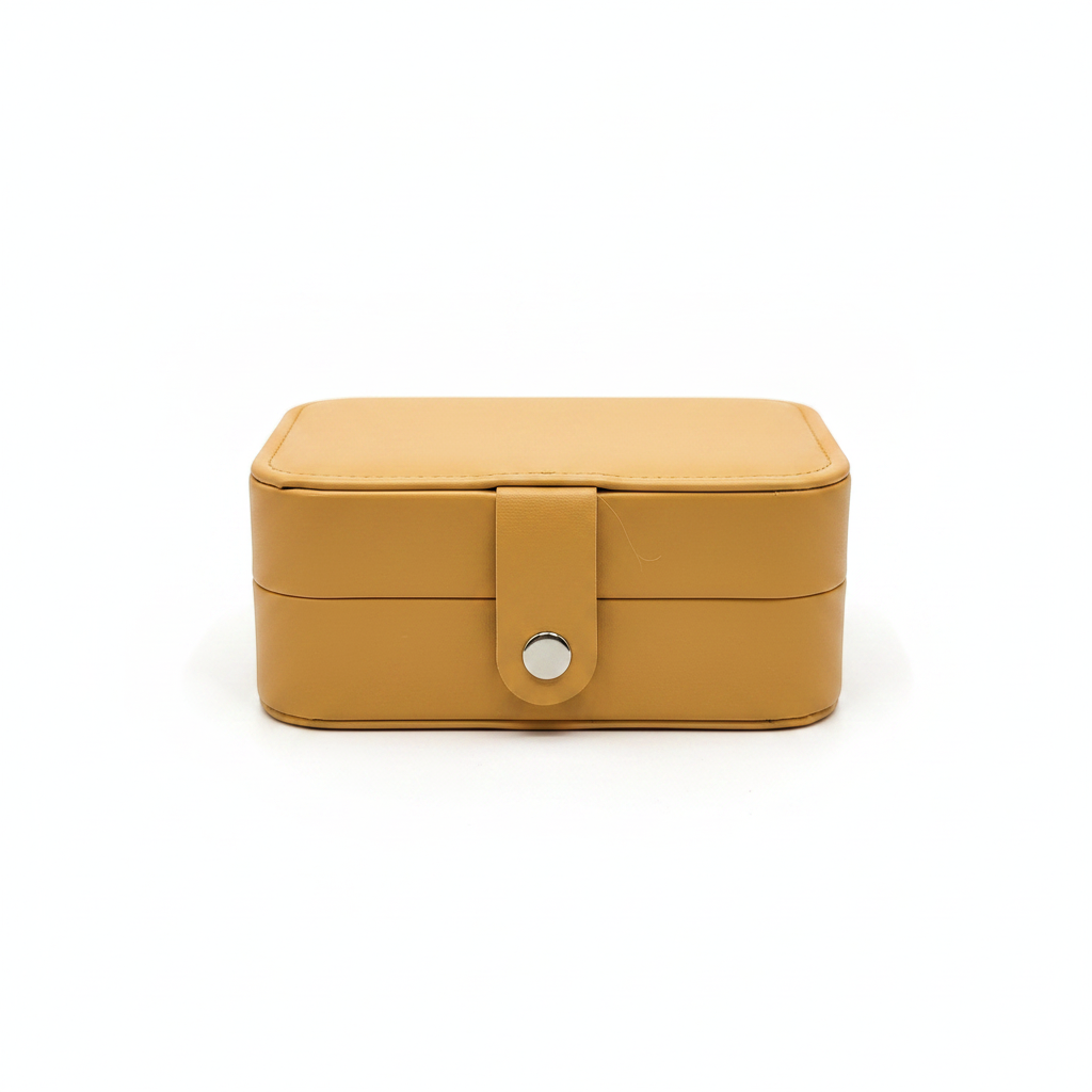 Golden Mini Jewelry Box - White Background Closed