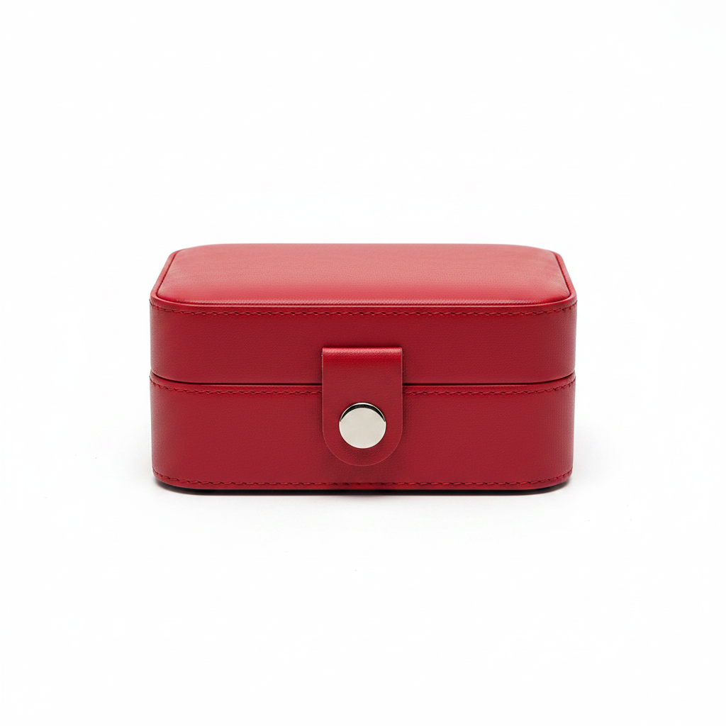 Red Mini Jewelry Box - White Background Closed