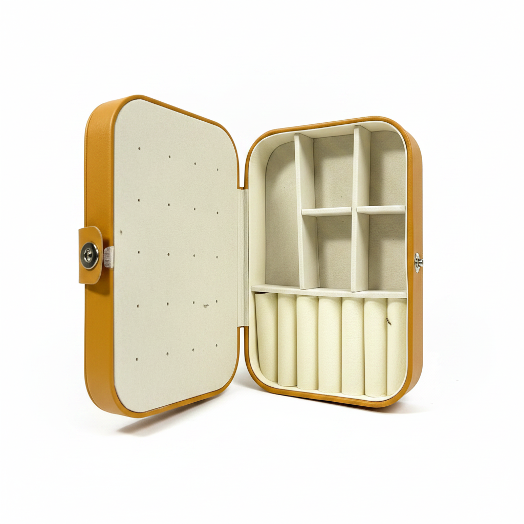 Golden Mini Jewelry Box - White Background Open