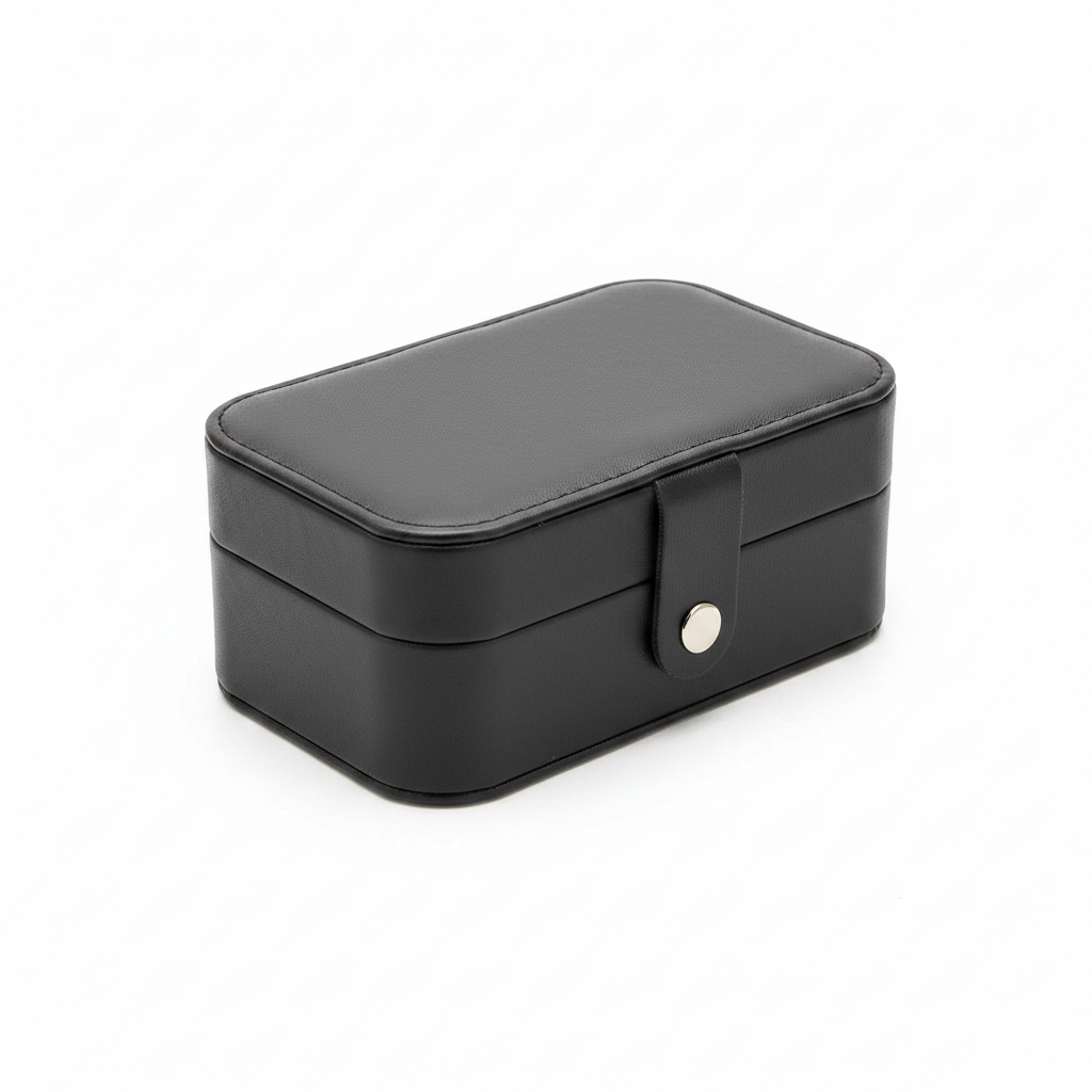 Black Mini Jewelry Box - White Background Closed