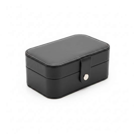 Black Mini Jewelry Box - White Background Closed