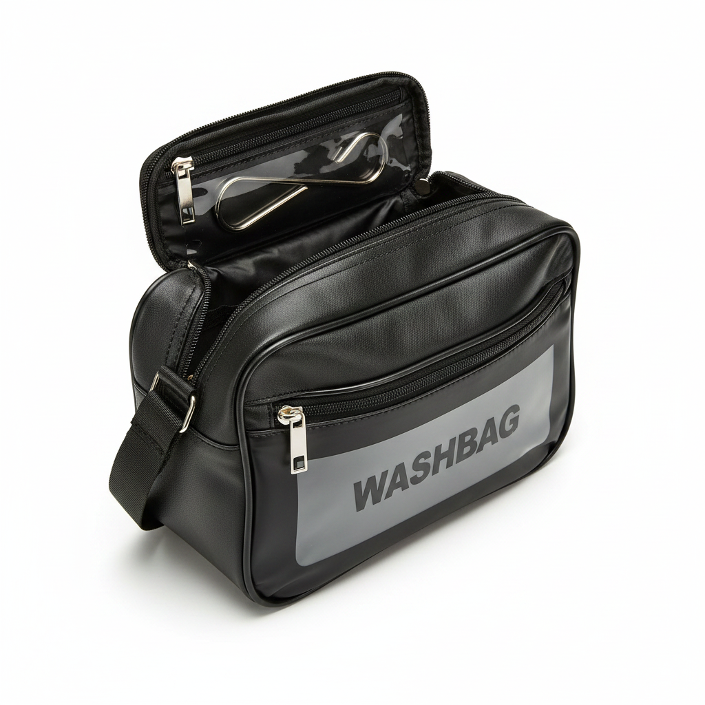 Black Washbag - Premium 3/4 Angle