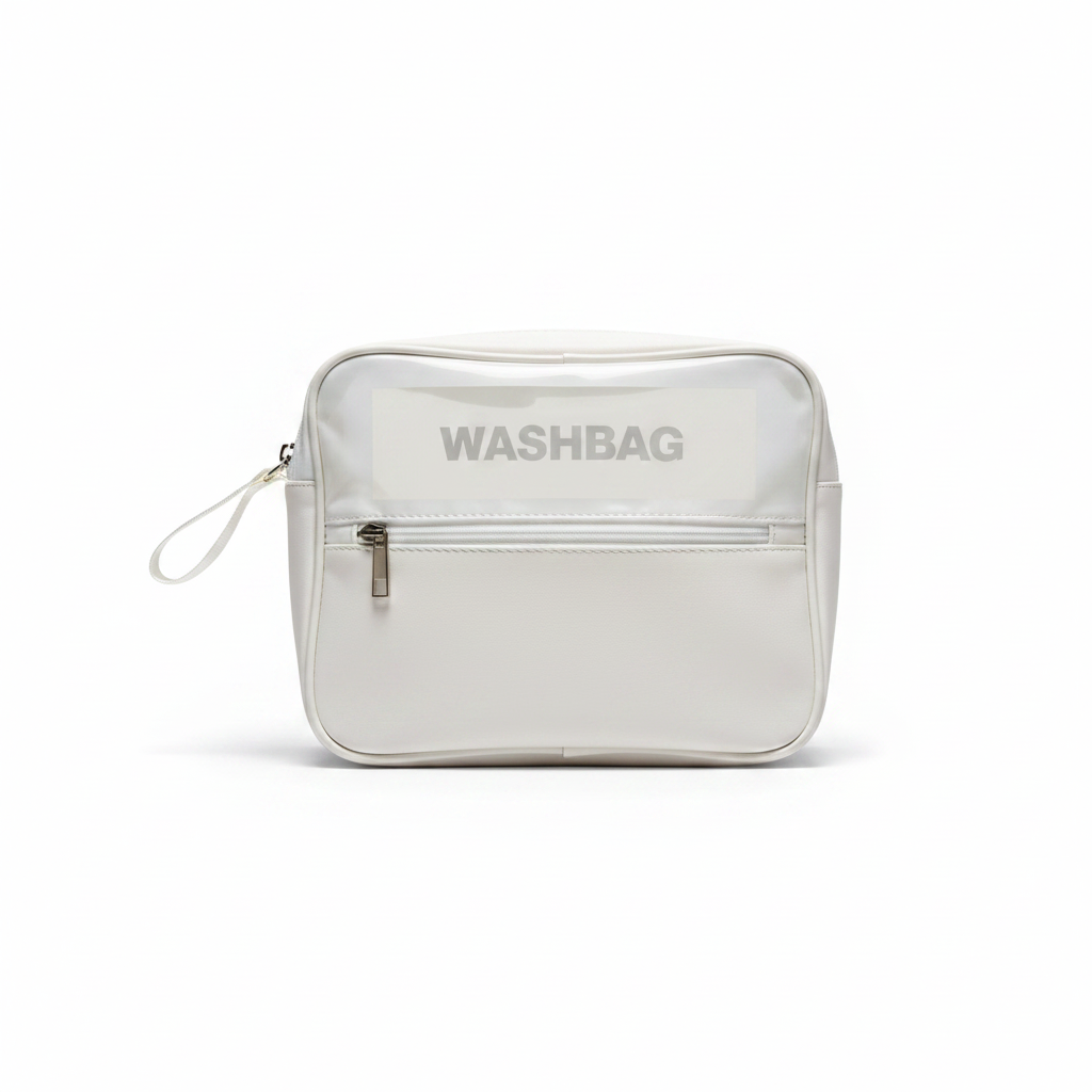 Cream Washbag - Premium Front View White Background