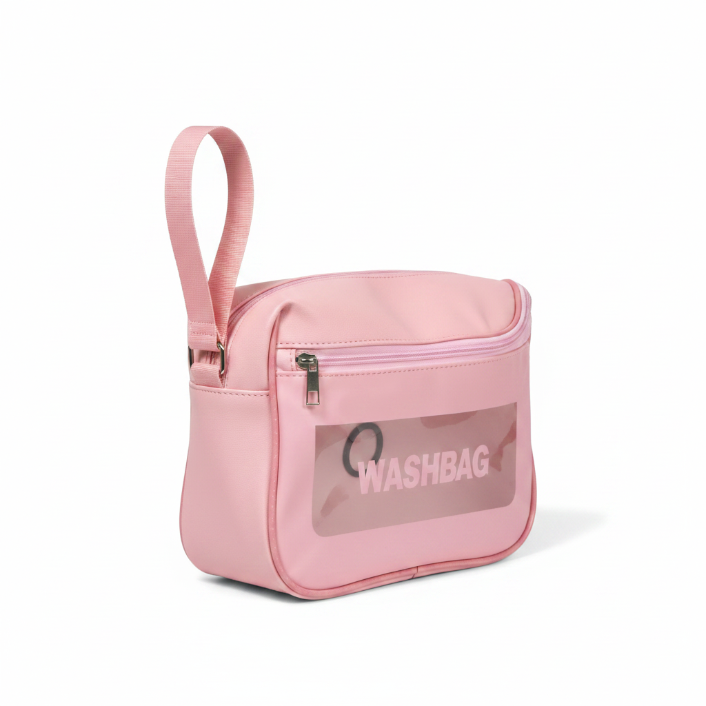 Pink Washbag - Premium 3/4 Angle White Background