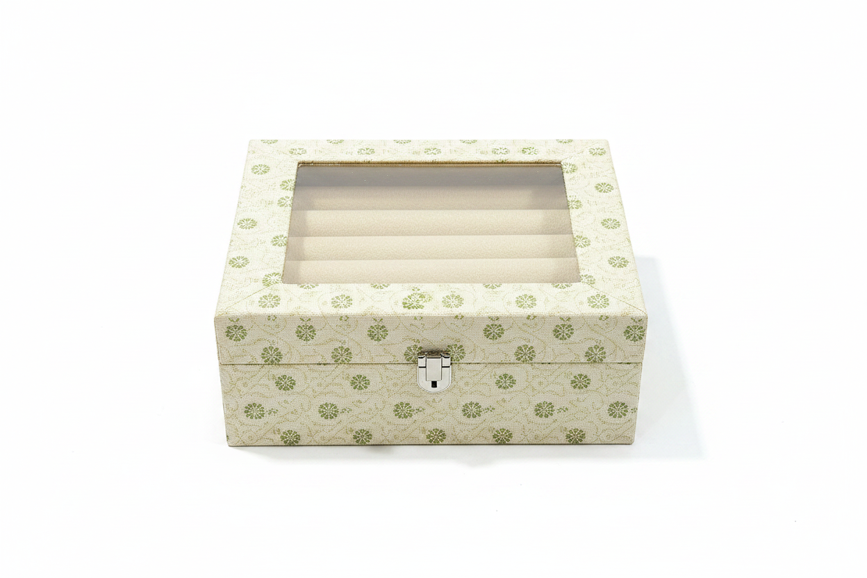 Cream green bangle box closed - white background